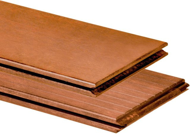 GartenLand Bambus Terrassendiele Natur-Geölt Massivprofil mit Stirnseitiger Nut und Feder in Beige oder Braun, B/H/L: 2 x 13,7 x 185 cm - Bild 1