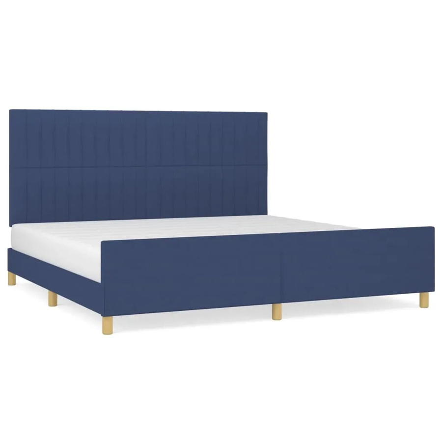 vidaXL Bettgestell mit Kopfteil in Blau aus Stoff und Holz, B/T/H: 200 x 200 x 128 cm - Bild 2
