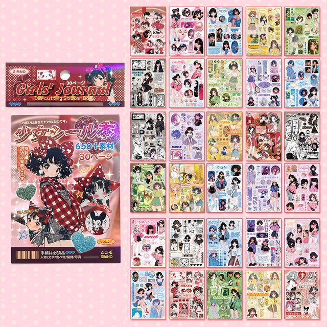 Bunte Retro Comic Aufkleber im japanischen Anime Stil für Scrapbooking und DIY Handwerk aus PVC, Mehrfarbig - Bild 1