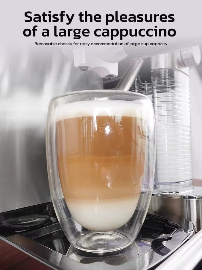 HiBREW H13A Halbautomatische Espresso-Cappuccino-Latte-Kaffeemaschine mit integriertem Milchaufschäumer aus Edelstahl in Silber für gemahlenen Kaffee - Bild 4