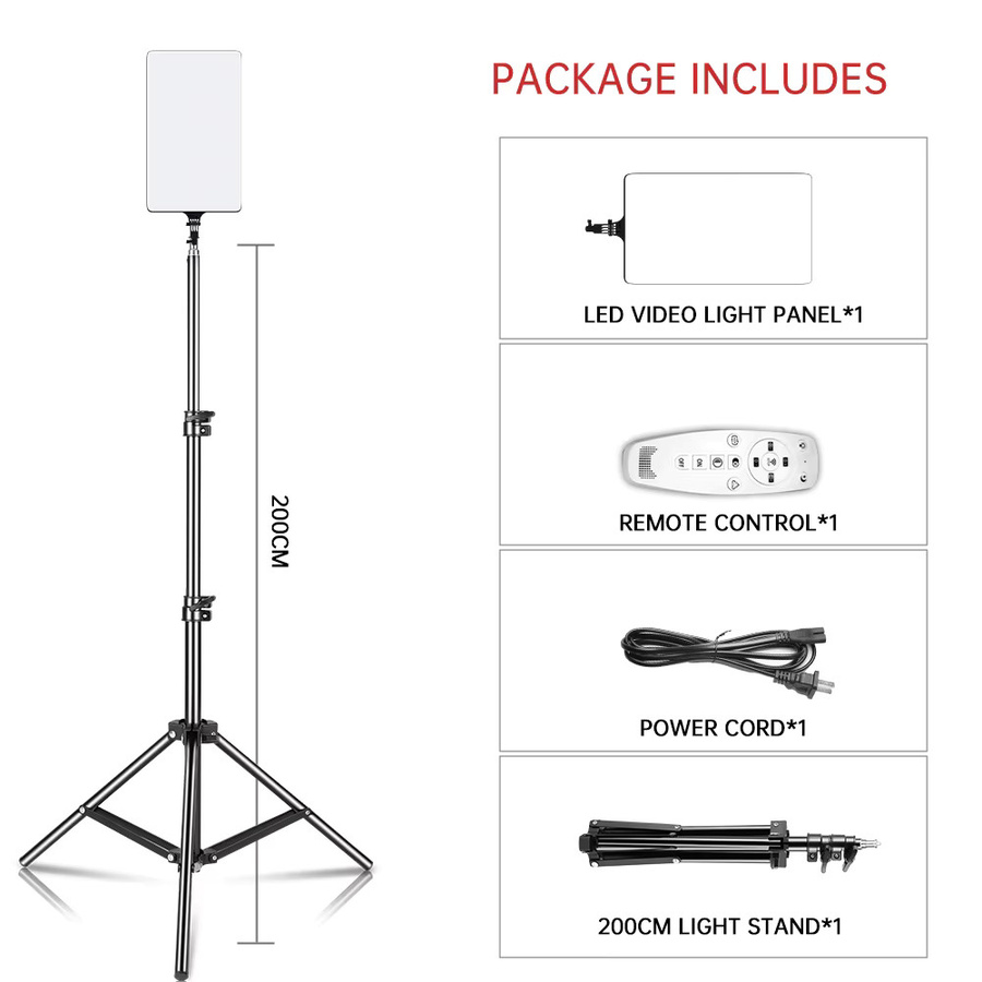 SH 24-Zoll LED-Videoleuchte mit Stativständer und langem Arm für Fotostudio und Live-Streaming, Weiß - Bild 2