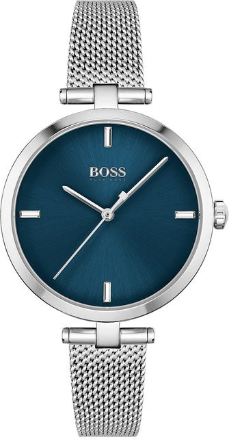 BOSS Damenuhr, Analoguhr, Quarz, Edelstahl, Blau, 32 mm, 3 ATM - Bild 1