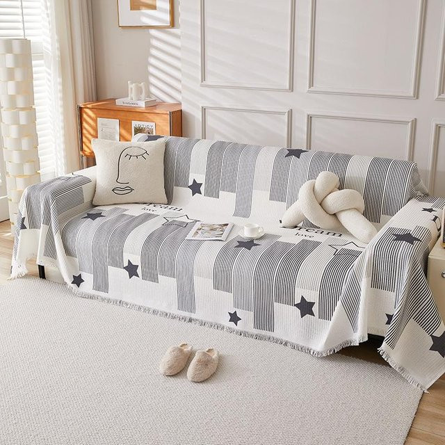 Waffel Sofabezug im Boho-Stil aus Polyester, B/B: 180 x 130 cm - Bild 1