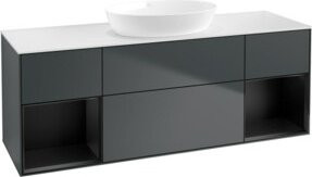V&B Waschtischunterschrank Finion mit Wandbeleuchtung, Breite: 160 cm, Tiefe: 50,1 cm, Höhe: 50,1 cm, lackiert, matt blau - Bild 1