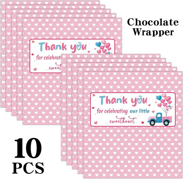 10 Stück herzförmige Aufkleber in Rosa für Süßigkeiten und Schokolade aus Papier zur Dekoration von Geschenken bei Hochzeiten oder zum Valentinstag - Bild 1