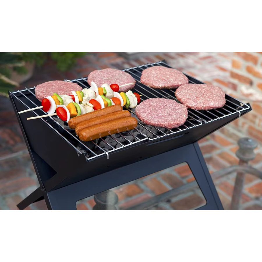 Faltbarer Notebook-BBQ-Grill aus Edelstahl in Schwarz für Camping und Picknick, B/T: 43,0 x 37,0 cm - Bild 3