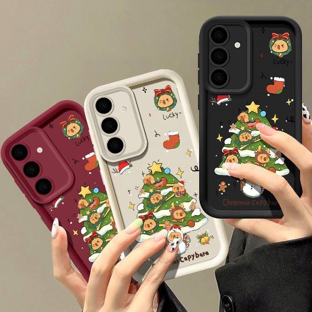 MOESOE Handyhülle mit Cartoon Weihnachtsbaum für Samsung Galaxy S25 S24 S23 S22 Ultra Plus S24 FE A56 A17 A16 A15 A55 A54 5G in Pink - Bild 1