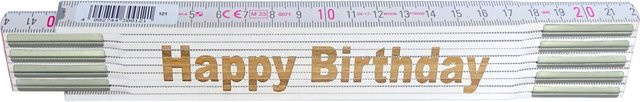 Stabila Zollstock mit Lasergravur Happy Birthday, weiß, Länge: 200 cm - Bild 1