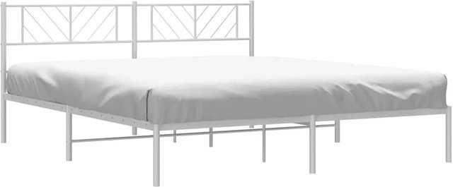 vidaXL Bettgestell aus Metall mit Kopfteil in Weiß, B/T/H: 187 x 90 x 219 cm - Bild 1