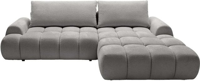 Vente-unique Schlafsofa Farneta in Grau mit L-Form und gestepptem Effekt, Breite: 280 cm - Bild 1