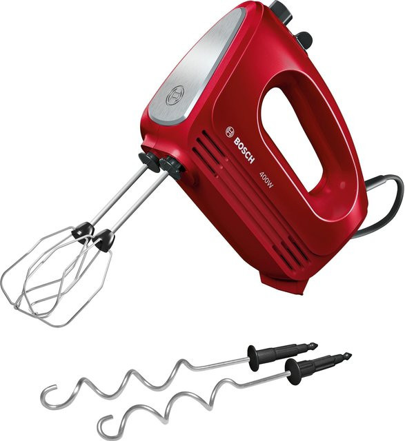 Bosch CleverMixx Handmixer 400W Rot/Silber mit Edelstahl-Zubehör - Bild 1