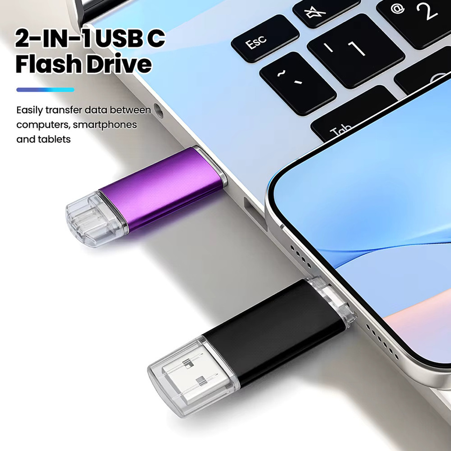JASTER 2-in-1 USB-C und USB 2.0 Flash-Laufwerk wasserdichter Speicherstick in Grün - Bild 4