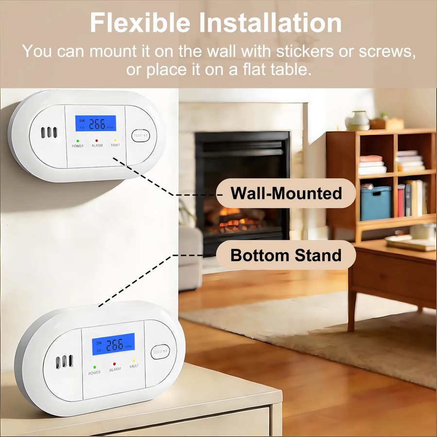 PGST Kohlenmonoxid-Alarm mit LCD-Display in Weiß für Küche und Zuhause - Bild 2