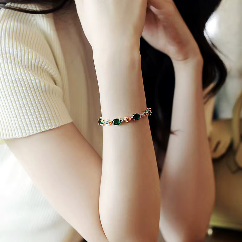ZAKOL Armband, Gold, Grün Kristall Zirkonia, Damen, Vintage - Bild 4