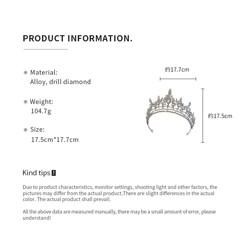 DooMei Haar Tiara mit Wassertropfen und Strass, Damen - Bild 4
