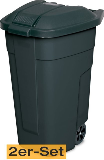 BRB Mülltonne Set mit Klappdeckel aus Kunststoff, 2 Stück, 100 Liter, anthrazit - Bild 1