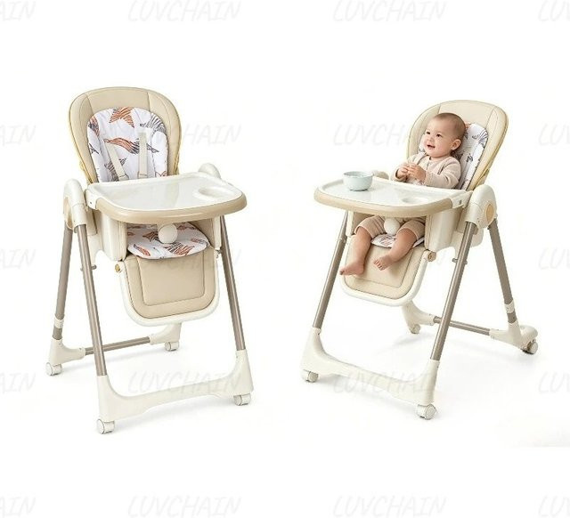 Multifunktionaler 2-in-1 Tragbarer Hochstuhl und Babyschaukel als Babywippe mit verstellbarer Rückenlehne in Weiß - Bild 1