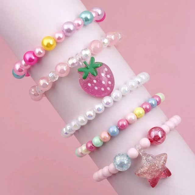 5-teiliges Armband-Set, Erdbeer-Pentagramm-Charm, Perle, Bunt, Kinder - Bild 1