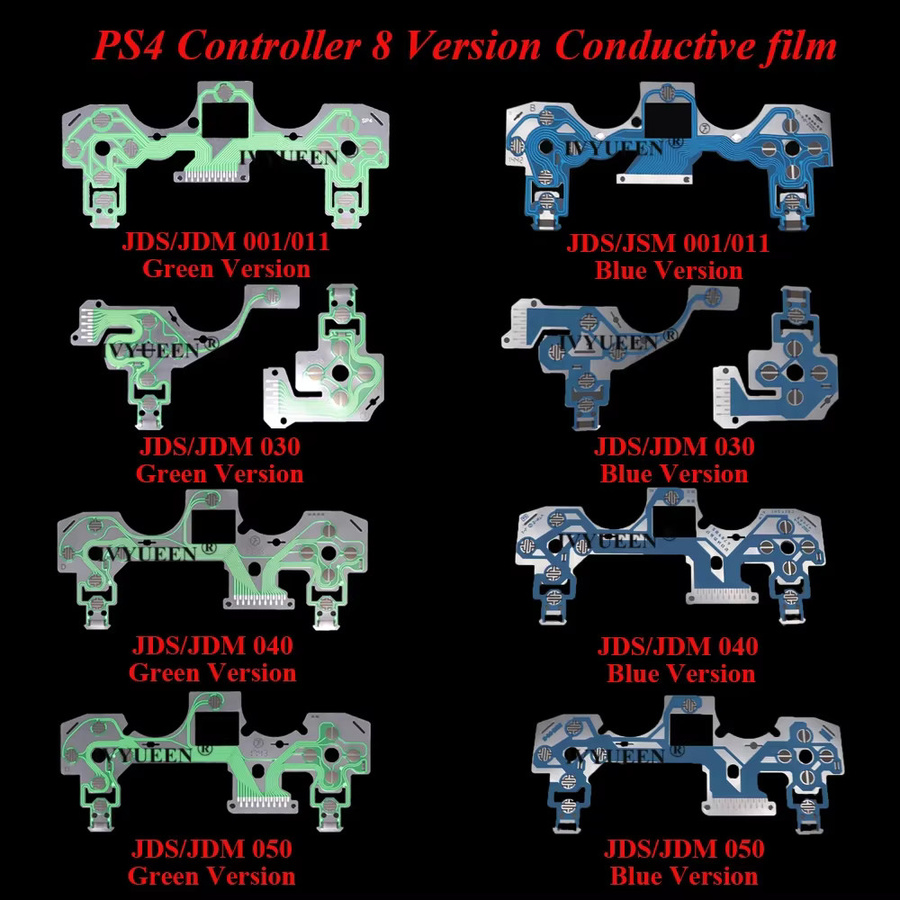 IVYUEEN 10 Stück Leitfähige Folie und Tastatur-Flexkabel für Dualshock 4 PS4 DS4 PRO Slim Controller JDM 050 040 030 011 in Grün - Bild 1