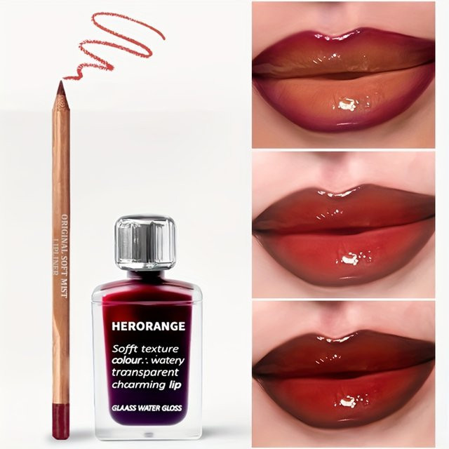 Herorange Lippenstift-Gloss-Set, glänzend, Unisex - Bild 1