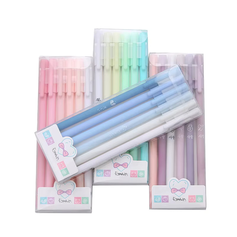6er Set Kawaii Gelstifte in Morandi Farben mit Box, 0,5 mm Spitzengröße, Schwarz, Grün und Mehrfarbig für Schüler und Studenten - Bild 2