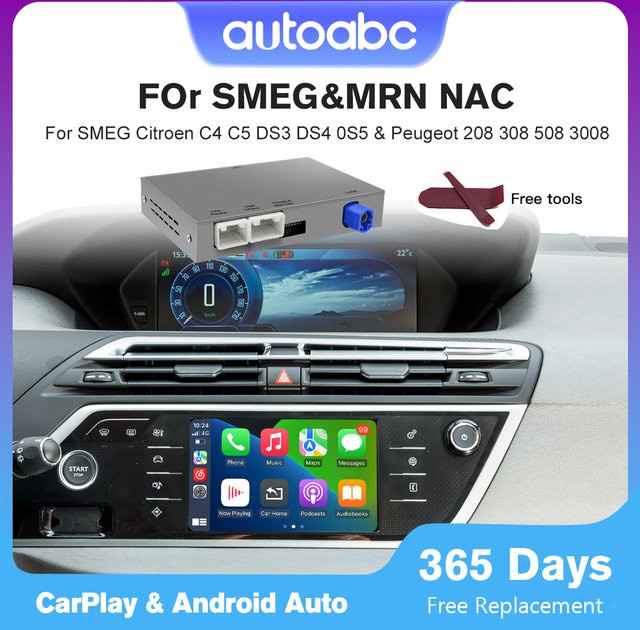 Wireless CarPlay und Android Auto Adapter für Peugeot Citroen SMEG und MRN Systeme mit Mirroring Airplay und Navigation Unterstützung von AUTOABC - Bild 1