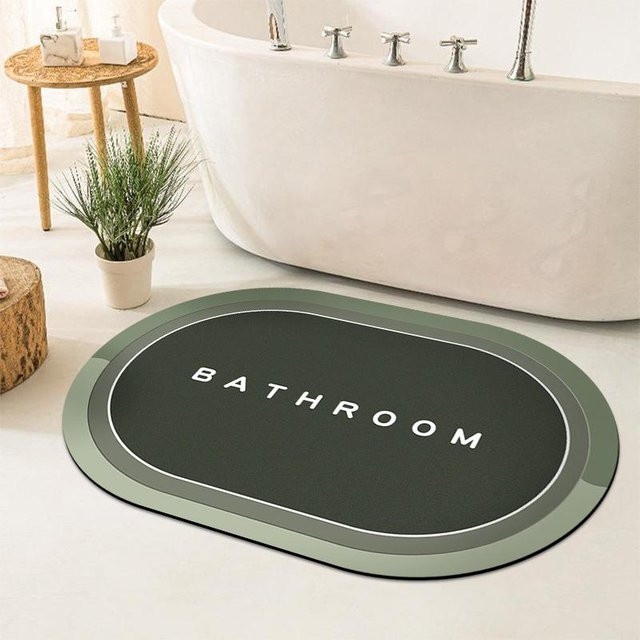 Yiran Furniture Badezimmer Fußmatte aus Tech-Samt, Farbe: Grün, B/B: 40 x 60 cm, schnelltrocknend und rutschfest - Bild 1