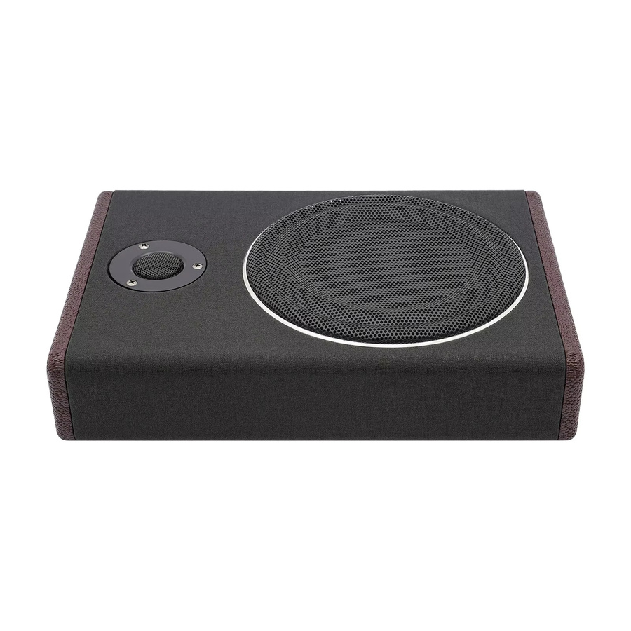 Aktiver Subwoofer mit 600 W Leistung und Bluetooth für dein Auto-Stereo-Audiosystem aus Holz und Edelstahl in Braun und Silber - Bild 3