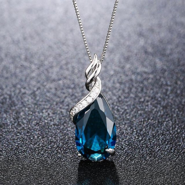 POMOiii Halskette, blauer Kristall, Zirkon, Damen - Bild 1