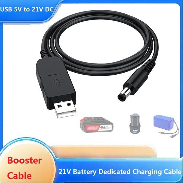 USB zu DC 21V Adapterkabel Schwarz zur Konvertierung von 5V auf 21V zum Laden von Lithium-Batteriesystemen - Bild 1