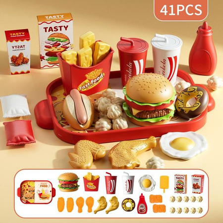 Yiran toy Kochraum Spielzeug-Set Simulation Hamburger Pizza Pommes ab 0-3 Jahre