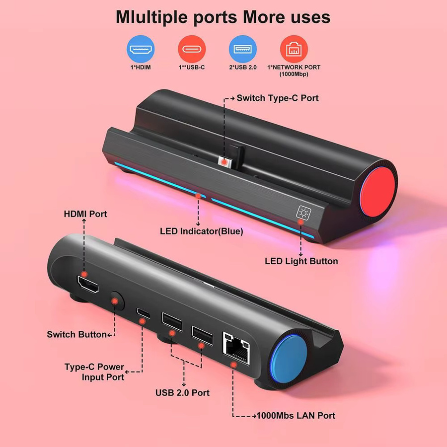 Tragbare USB-C-Dockingstation für Nintendo Switch und Switch OLED, 4K@120Hz HDMI-Adapter in Schwarz - Bild 5
