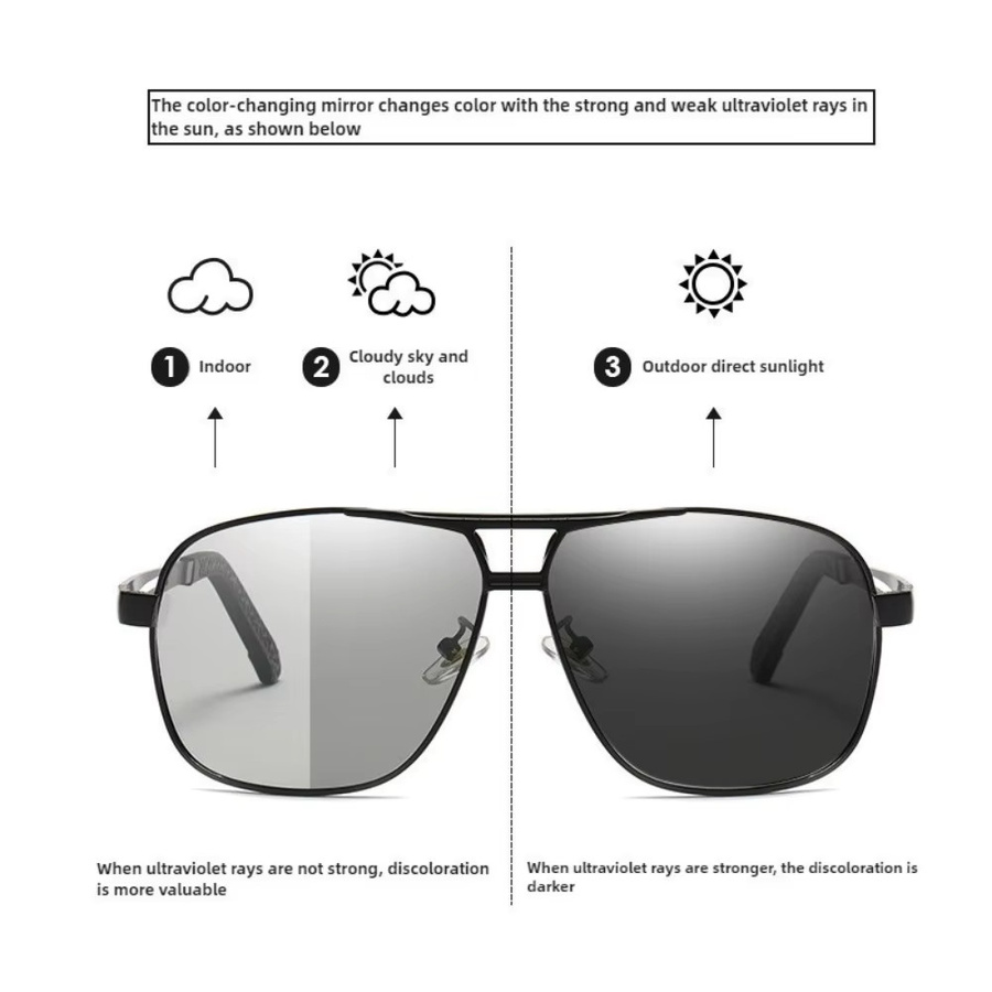 BMAD Sonnenbrille Aviator, Vollrand, Schwarz, Herren, polarisiert, selbsttönend - Bild 3