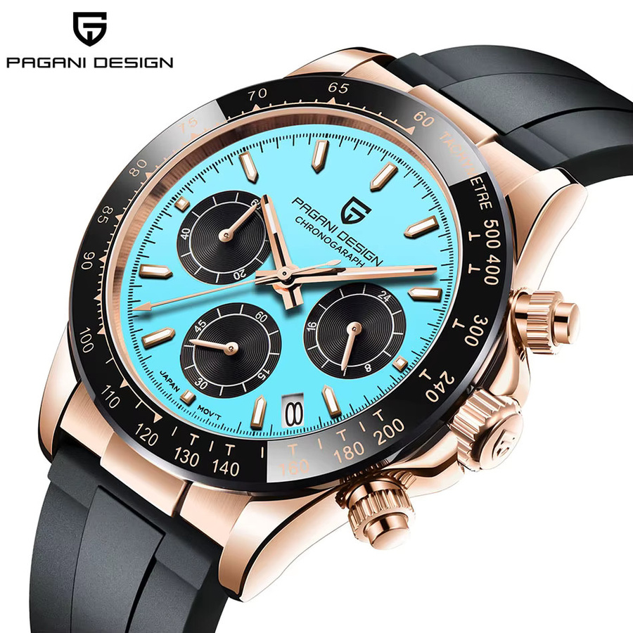 PAGANI DESIGN Chronograph, Quarz, Edelstahl, 40 mm, Herren, Blau, Saphirglas - Bild 2