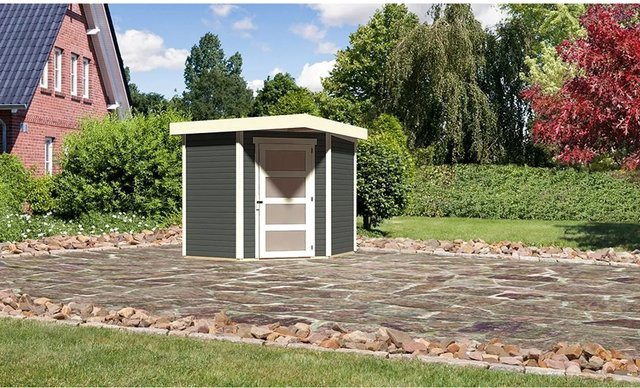 Karibu Holz-Gartenhaus in Terragrau mit modernem Design B/T/H: 209 x 211 x 190 cm - Bild 1