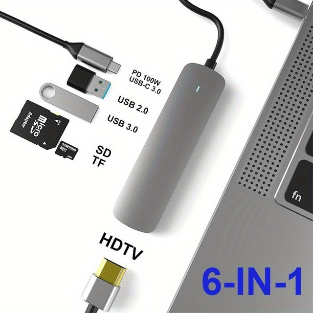 Basix USB C Hub Dockingstation in Grau mit HDMI und Ethernet für MacBook Air und iPad M1 M2 - Bild 1