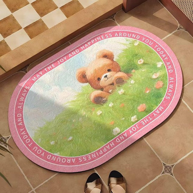 Schnelltrocknende Kieselgur Saugmatte für das Badezimmer, rutschfeste Fußmatte mit Tiermotiv, Mehrfarbig, B/T: 60 x 40 cm - Bild 1