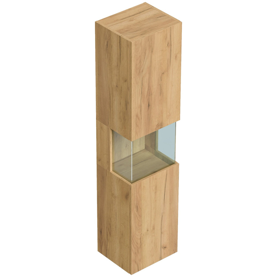 Posseik Badezimmer Hochschrank Limes Wandmontage mit Glaselement in Eiche Gold, Höhe: 150 cm - Bild 2