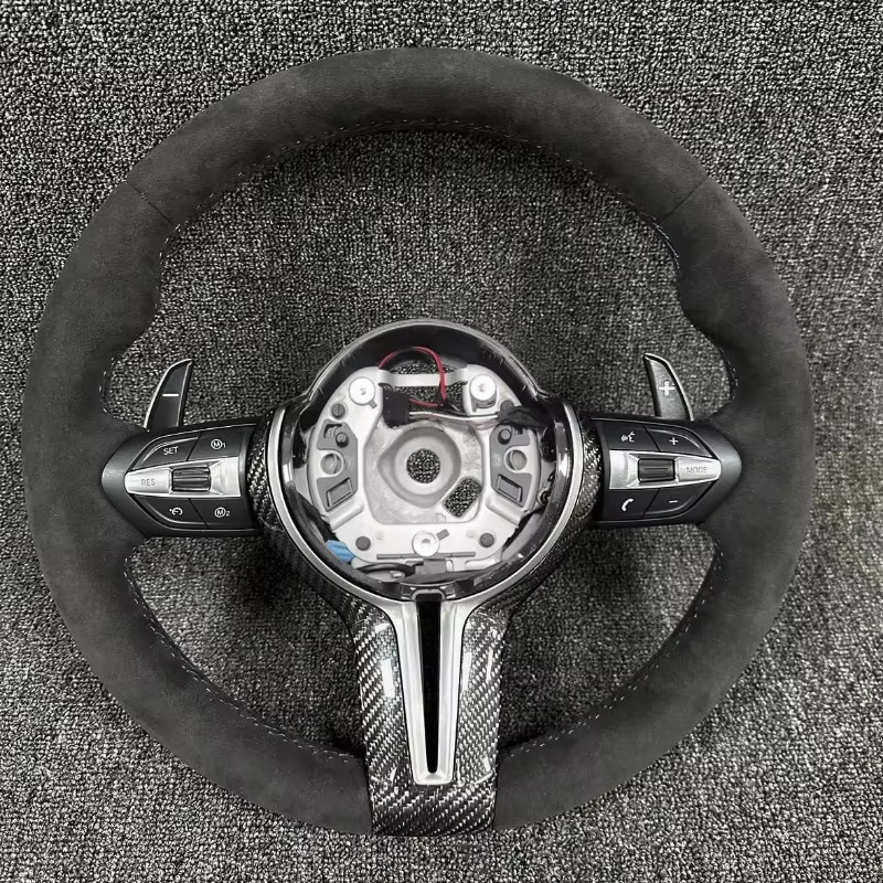WUNHKF DIY Lenkradbezug für BMW M Sport Modelle in Schwarz aus Wildleder - Bild 6