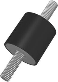 Elko Gummi-Metall-Puffer zylindrisch Typ A in Schwarz, Durchmesser: 15 mm, Höhe: 10 mm, Gewinde: M5x12 mm, Material: Stahl und Gummi - Bild 1