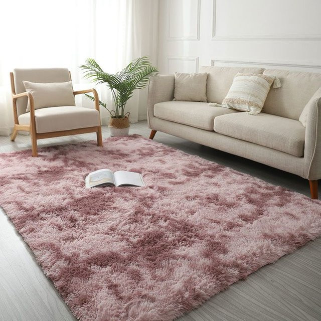 WTEMPO Plüschteppich mit Batikmuster in Pink, weicher und waschbarer Teppich für Wohnzimmer und Schlafzimmer, B/T: 60 x 160 cm - Bild 1