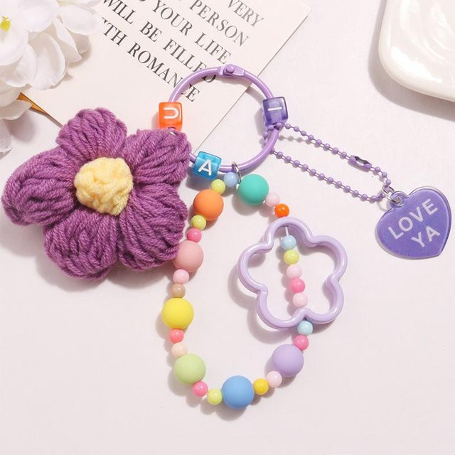 NATAWA Armband Schlüsselanhänger, Wolle, Perle, gray, Damen - Bild 1