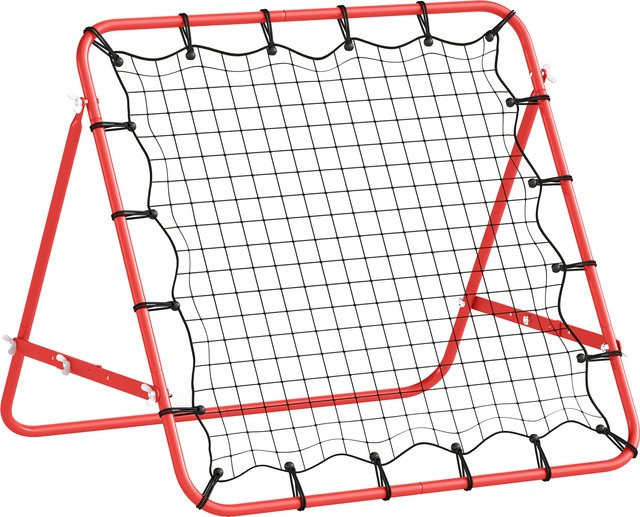 HOMCOM Fußball Rückprallwand Rebounder Tor Netz, verstellbarer Winkel, rot-schwarz - Bild 1
