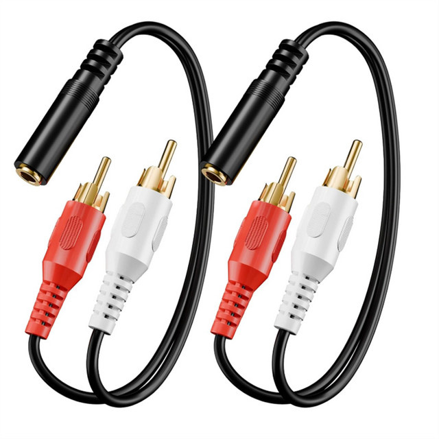 VCE Stereo-Audio-Y-Kabel 3,5 mm Klinke auf 2 Cinch-Splitter-Stecker, vergoldeter Adapter für TV, Smartphones, MP3 und Tablets, Farbe: Gold - Bild 1