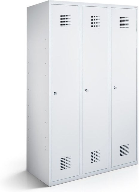 rotstahl Kleiderspind mit 3 Türen in Grau aus Qualitätsfeinblech, B/T/H: 120 x 50 x 180 cm - Bild 1