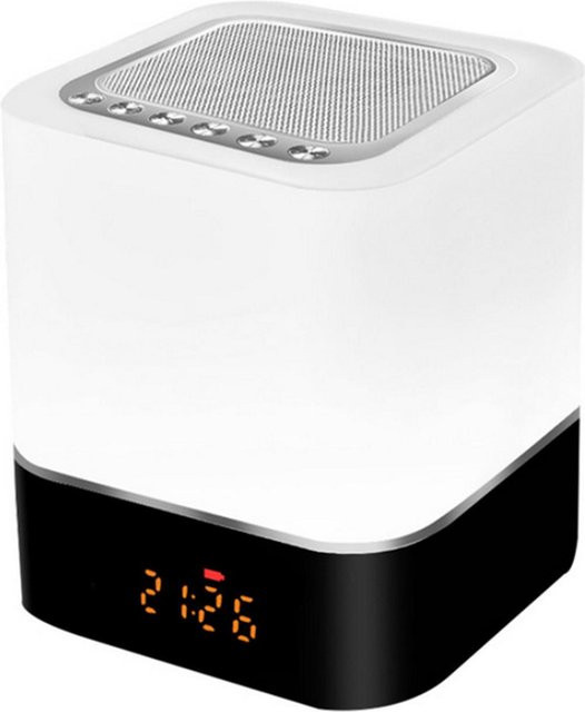 TOMTOP JMS Multifunktionale Atmosphärenlampe mit Bluetooth-Lautsprecher, RGB LED-Nachtlicht und Wecker, Touch-Steuerung, Weiß - Bild 1
