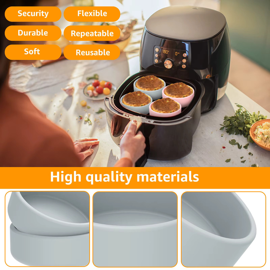 Silikon Muffin-Form Set für gedämpfte Eier und Kuchen in Grau - Bild 2
