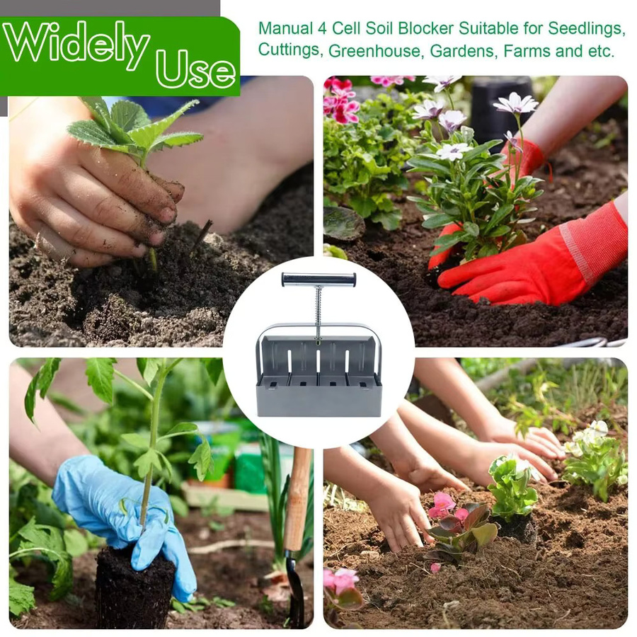 QDS Handheld-Bodenblockhersteller für Sämlinge in Silber, 5,1 cm Bodenblockierwerkzeug für den Garten und das Gewächshaus - Bild 5