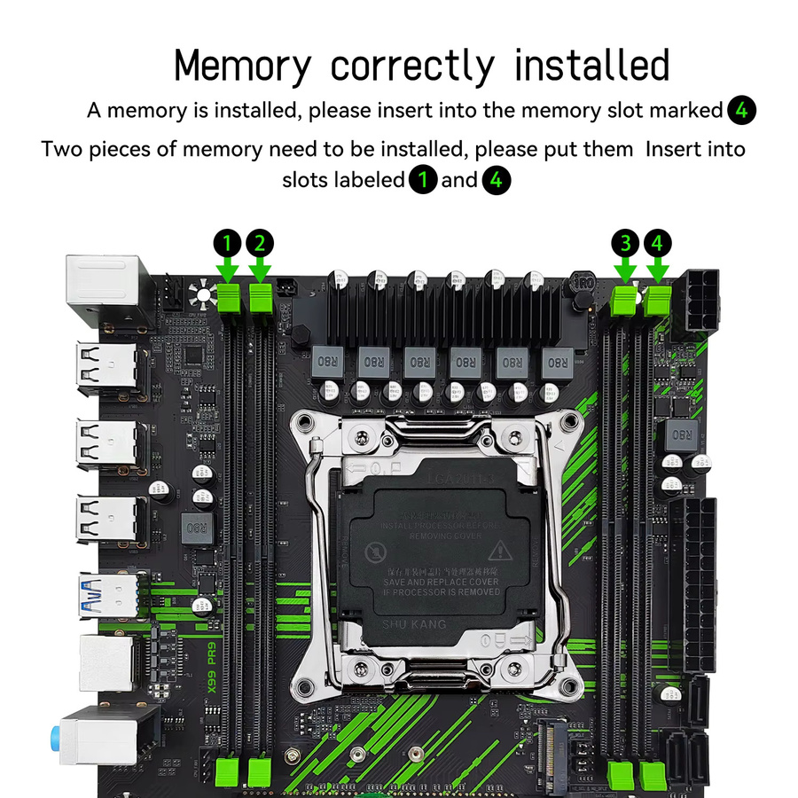 MACHINIST PR9 X99 Motherboard mit TPM2.0 Modul, unterstützt Intel Xeon E5 2680 V3 CPU, DDR4 RAM Dual-Channel und USB 3.0, Schwarz - Bild 2