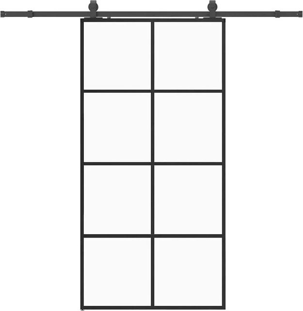 vidaXL Schiebetür aus ESG-Glas in Schwarz mit Beschlag, B: 102,5 cm, H: 205 cm - Bild 1